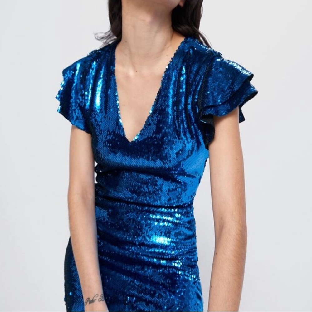 Zara blue sequins dress